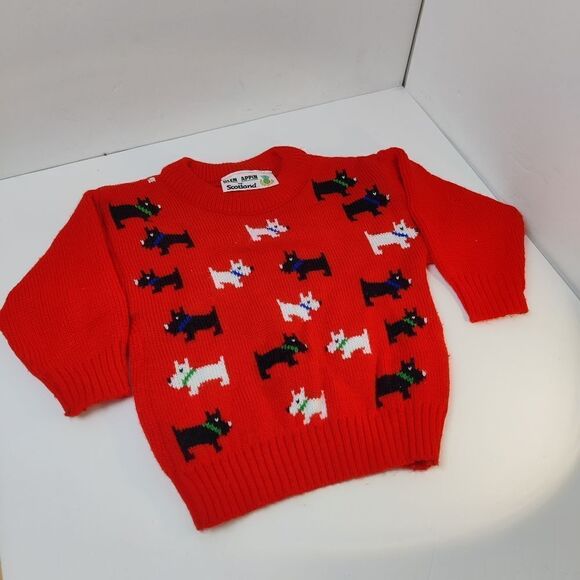 🎅 Glen Appin of Scotland Scotty Dog Red Baby Sweater Sz 12M - 18M - Picture 2 of 9